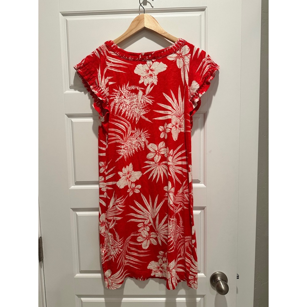 Talbots Petite Small Red Tropical Floral Flutter Sleeve Embroidered Shift Dress - Picture 4 of 7